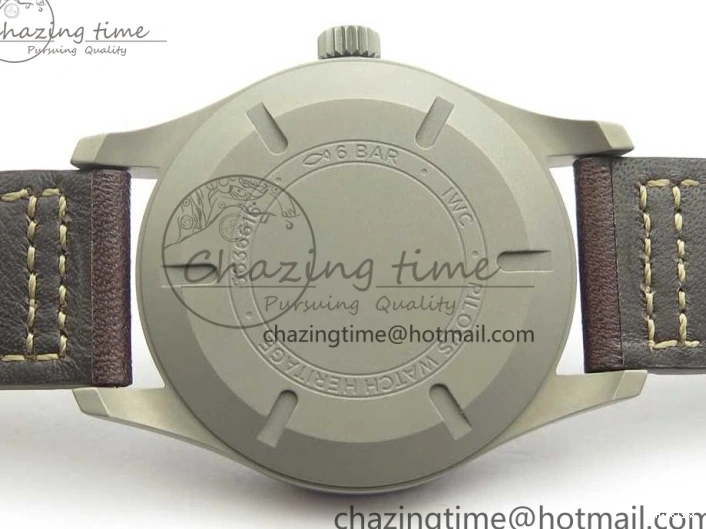 MIROTIME 0328 SmartChoice Mark XVIII IW327006 Titanium M+F 1:1 Best Edition Black Dial on Brown Leather Strap A 7145